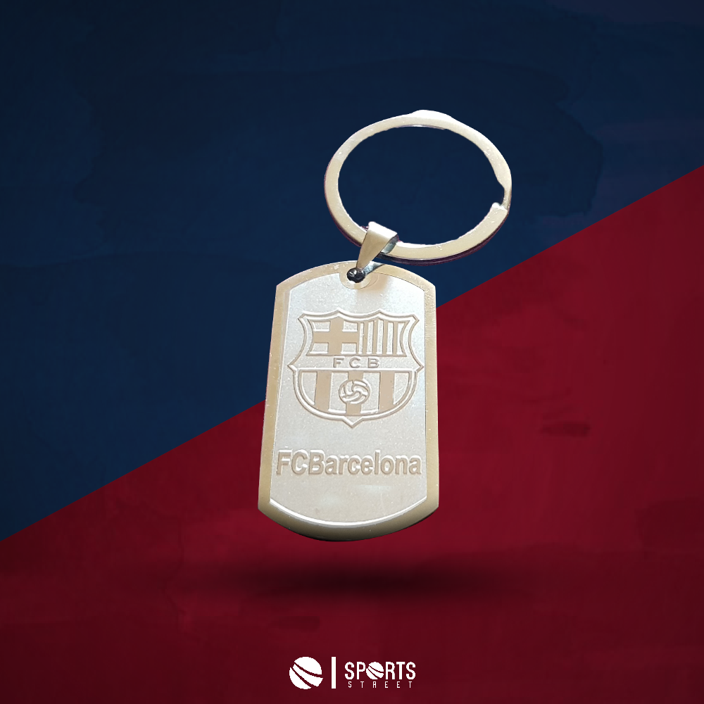 Barcelona Metal Alloy silver keyring