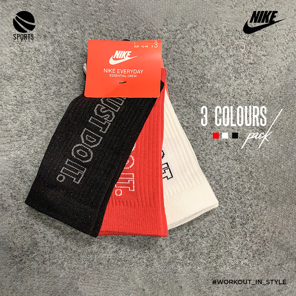 Nike JDI 3 Packs Socks Set Black/White/Red