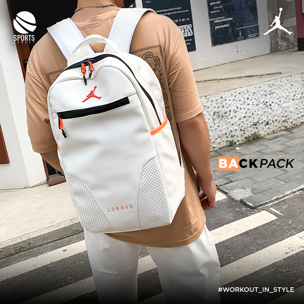 Jordan Leather 3140 White/Orange Backpack